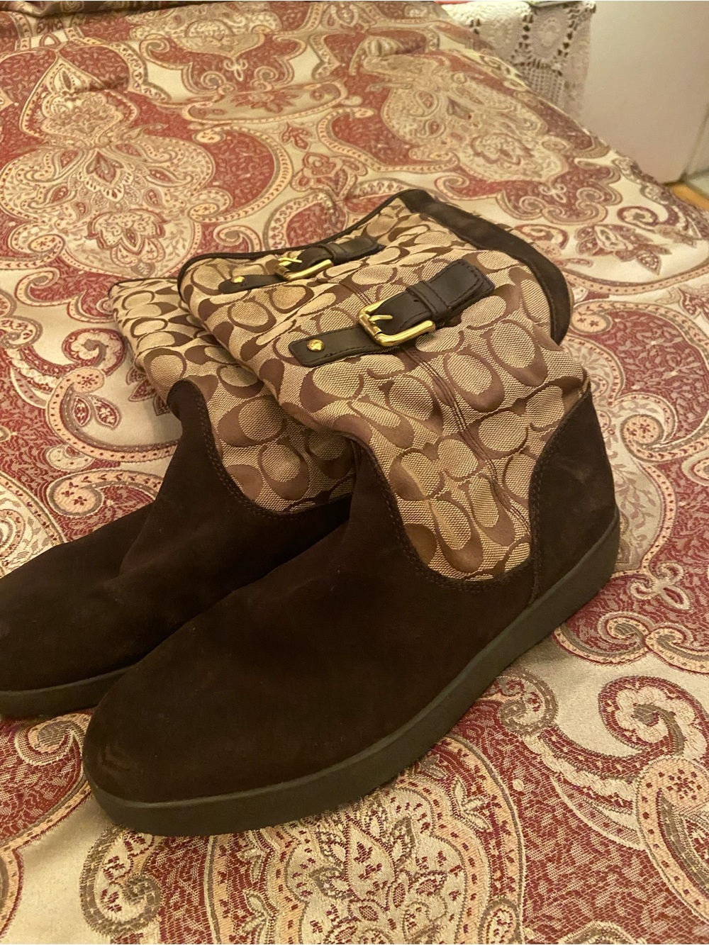 COACH ladies 9B suede and cloth boots